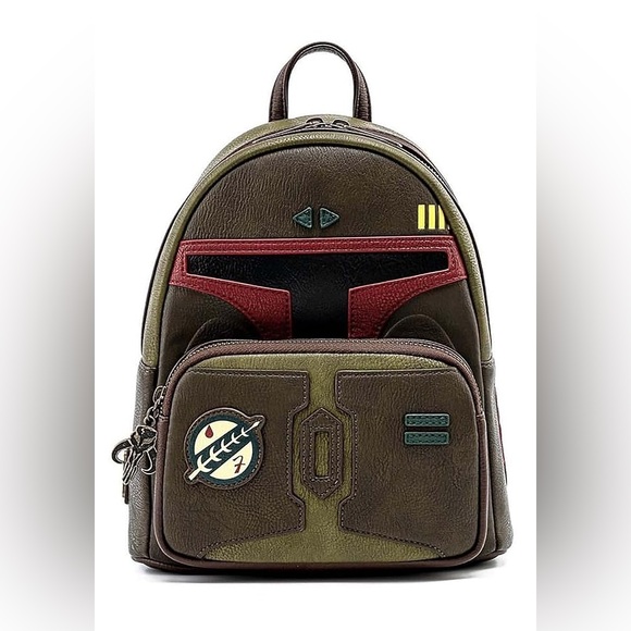 Star Wars Boba Fett Loungefly Backpack - Olive and Maroon - Picture 1 of 8